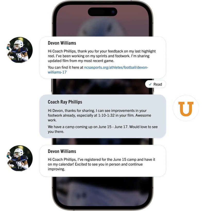 Directly message college coaches